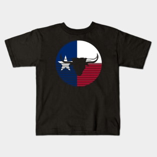 Bull head on texas flag retro Kids T-Shirt